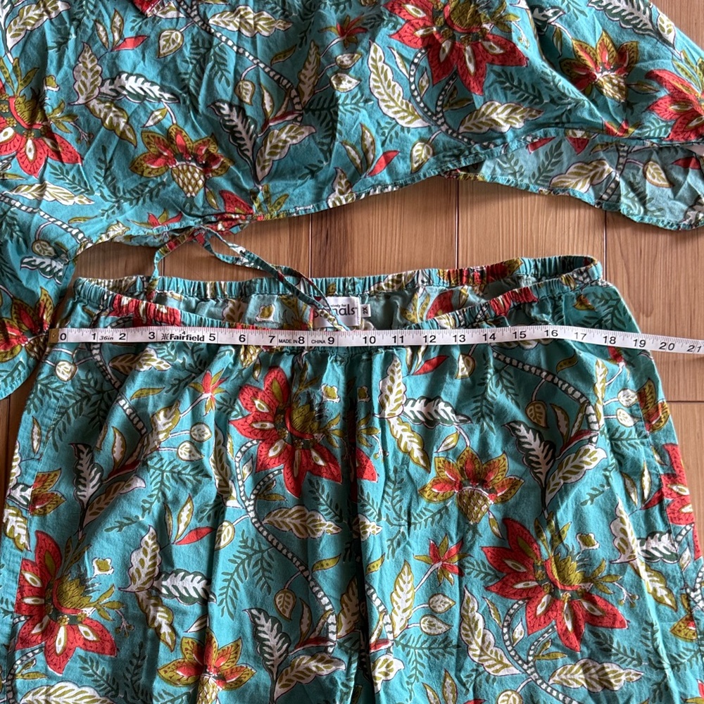 Signals Floral Women's Pajama Set - Teal and Red - Orange - Picture 6 of 6